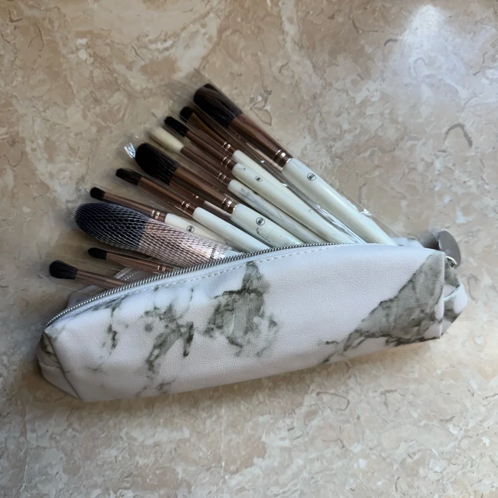 Lurella Marble Brushes 10 Piece Brush Set with Zippered Pouch NEW IN PACKAGE
